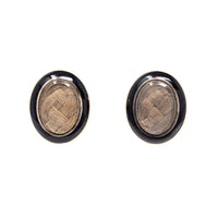 14K Gold & Black Enamel Victorian Mourning Hair Earrings