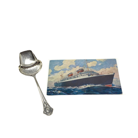 United States Lines SS America Sugar Shovel/ Sifter & Post Card
