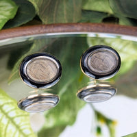 14K Gold & Black Enamel Victorian Mourning Hair Earrings