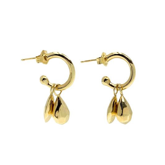 10K Gold Double Teardrop Hoop Earrings