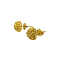 18K Gold 10mm Button Weave Earrings