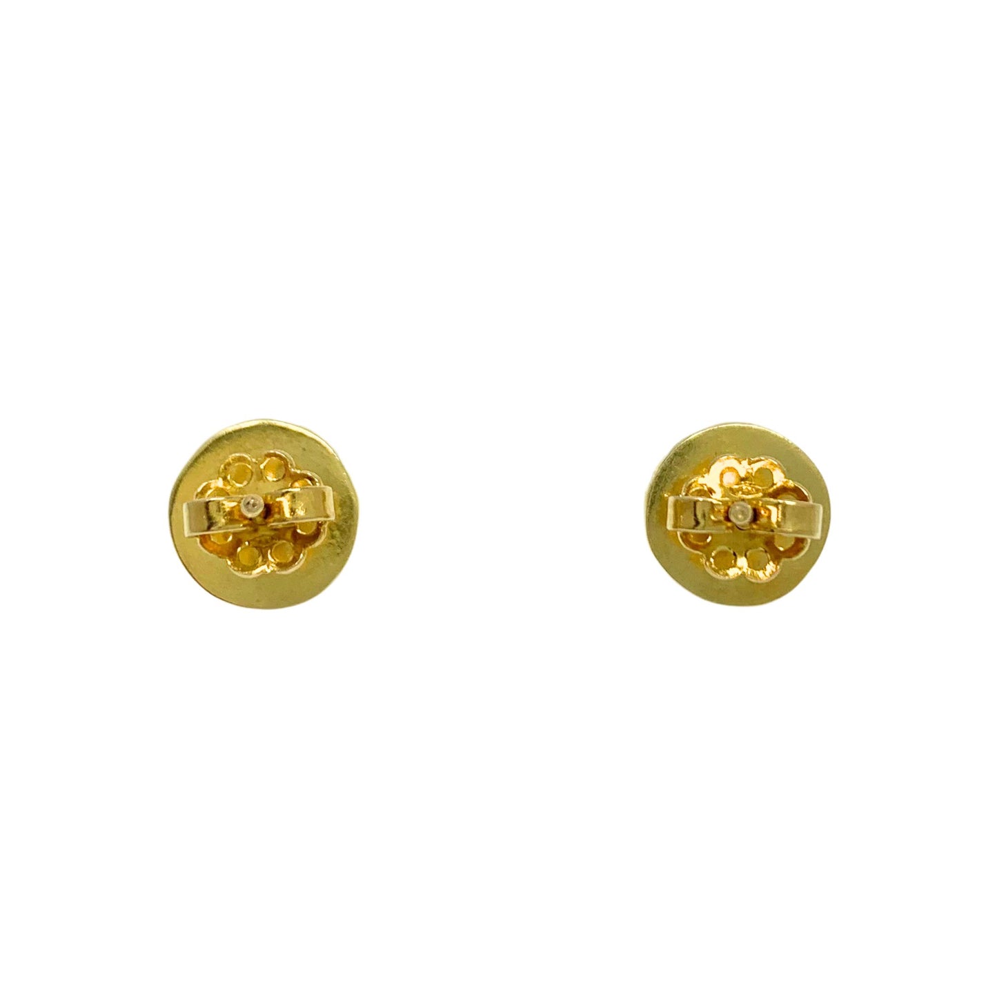 18K Gold 10mm Button Weave Earrings