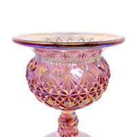 Fenton Iridescent Dusty Rose Cut & Block Pedestal Votive Holder