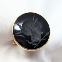 14K Gold Onyx Trojan Cuff Links