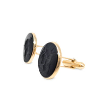 14K Gold Onyx Trojan Cuff Links