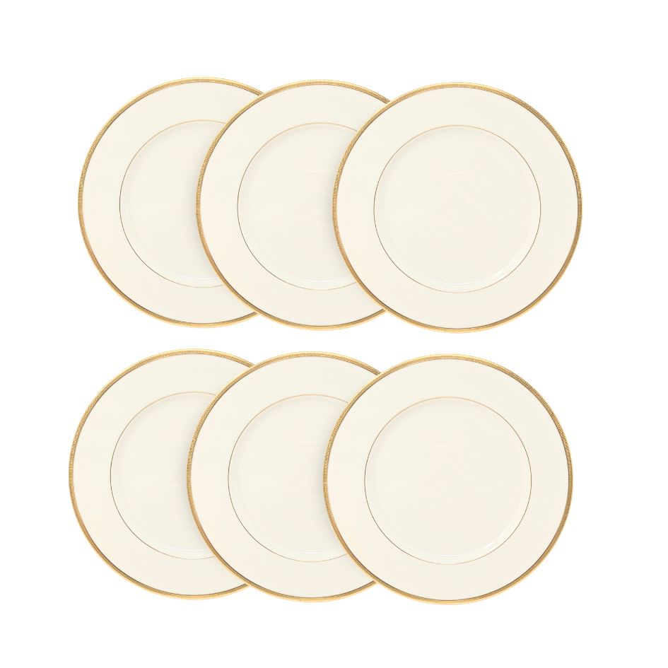 Lenox "Tuxedo" Set of 6 Dinner Plates (Gold Backstamp)