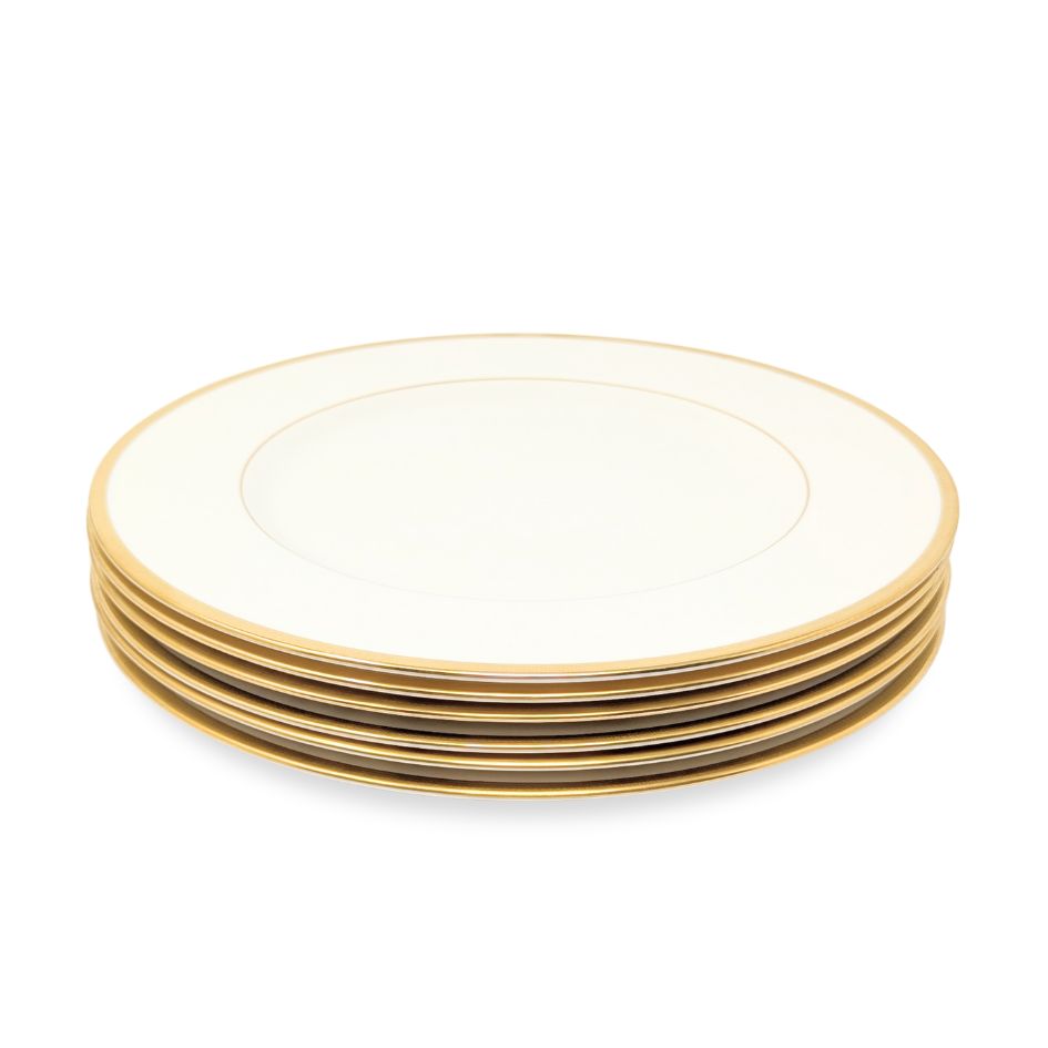Lenox "Tuxedo" Set of 6 Dinner Plates (Gold Backstamp)