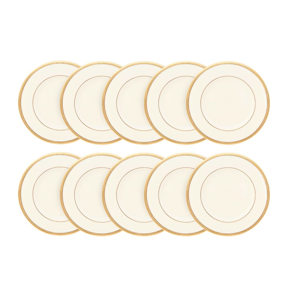Lenox "Tuxedo" Set of 10 Bread & Butter Plates (Gold Backstamp)