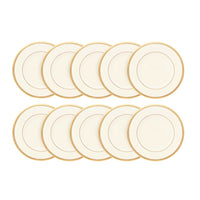Lenox "Tuxedo" Set of 10 Bread & Butter Plates (Gold Backstamp)