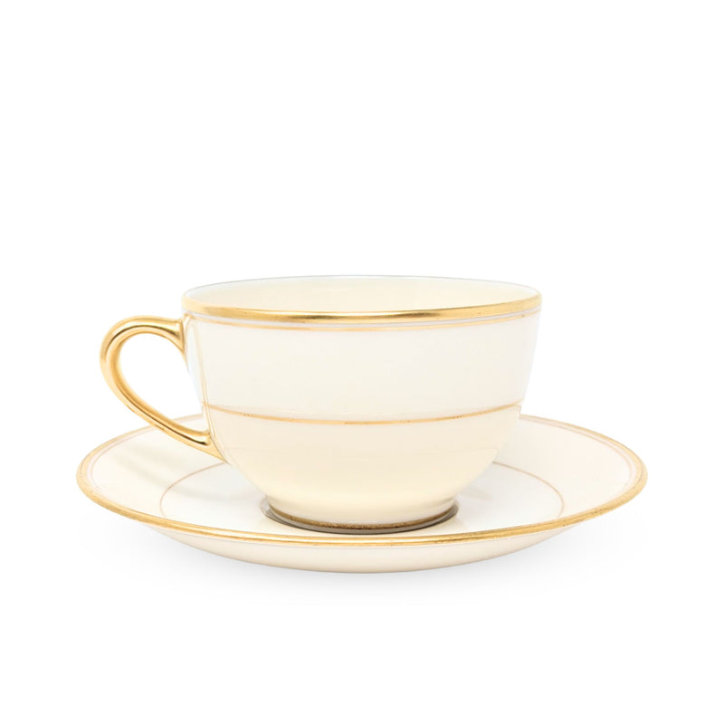 Lenox "J-34" Cream/Gold 23pc Cup, Saucer, & Salad Plate Set