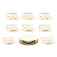 Lenox "J-34" Cream/Gold 23pc Cup, Saucer, & Salad Plate Set