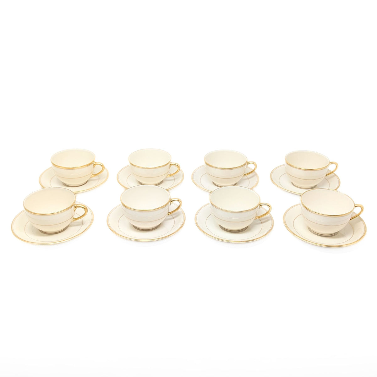 Lenox "J-34" Cream/Gold 23pc Cup, Saucer, & Salad Plate Set