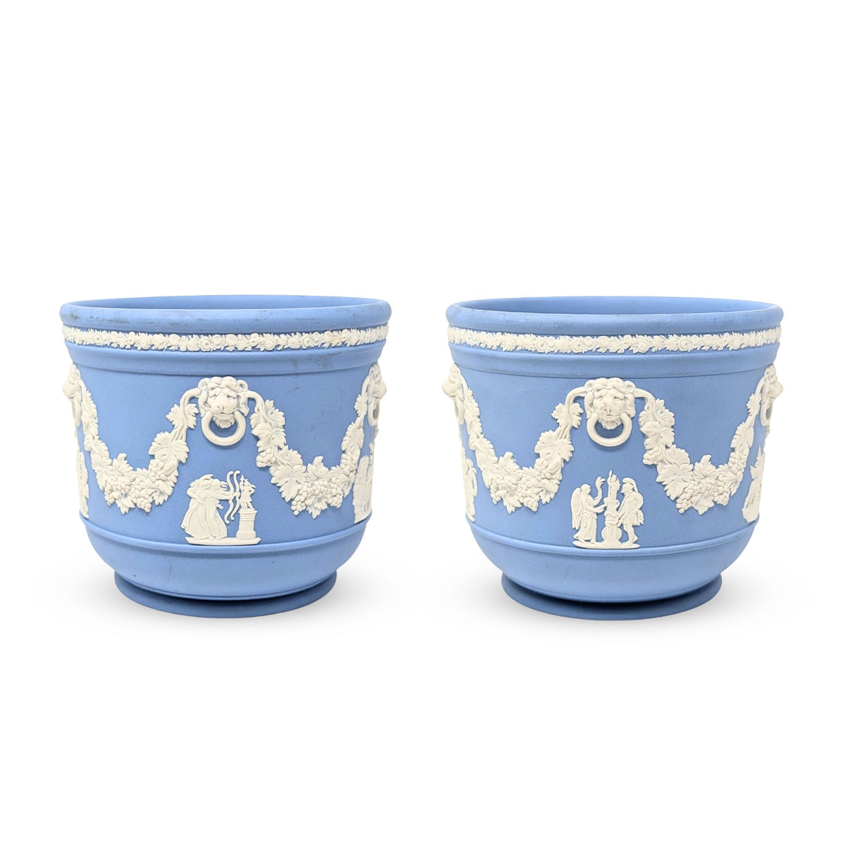 Wedgwood Pale Blue Jasperware Cachepots (Pair)