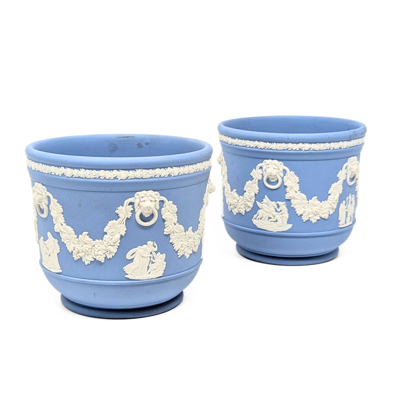 Wedgwood Pale Blue Jasperware Cachepots (Pair)