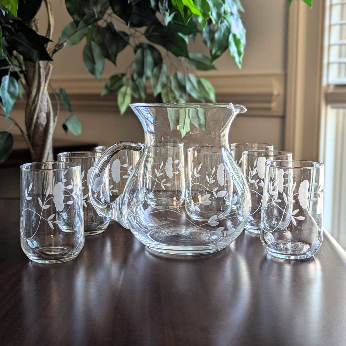 Princess House "Heritage" Pitcher & Flat Juice Glass Set (9pcs)