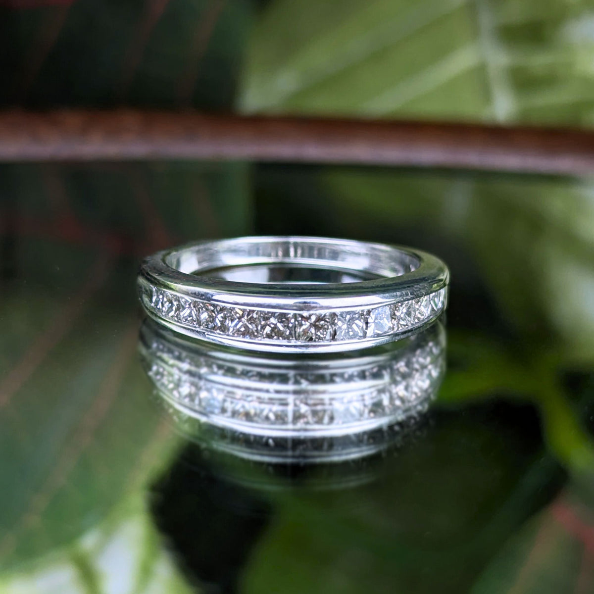 14K White Gold Princess Cut Diamond Anniversary Band - Size 6.25