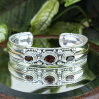Vintage Sterling Silver Garnet Cuff Bracelet
