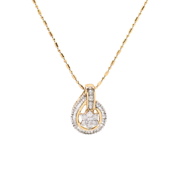 10K Gold .50tcw Diamond Flower Cluster Necklace