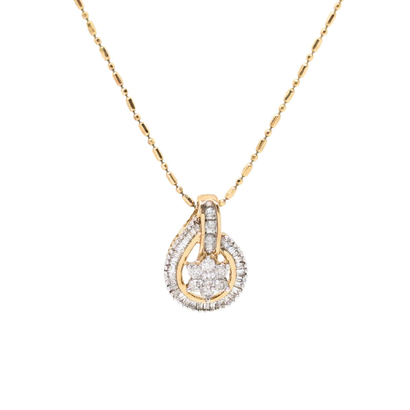 10K Gold .50tcw Diamond Flower Cluster Necklace