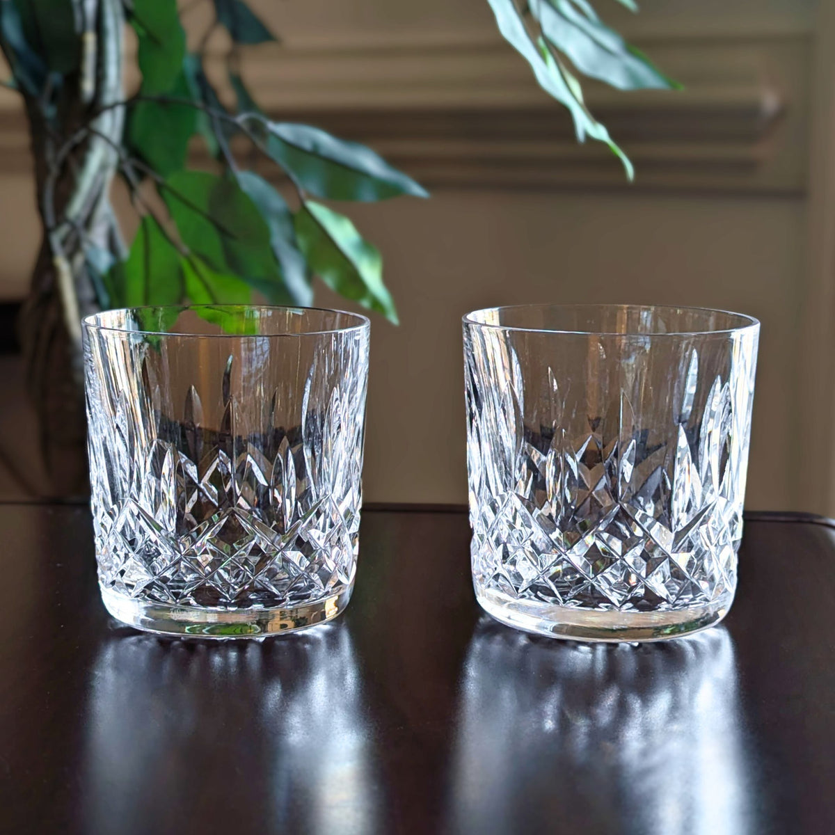 Waterford Crystal "Lismore" Pair of Old Fashioned Glasses