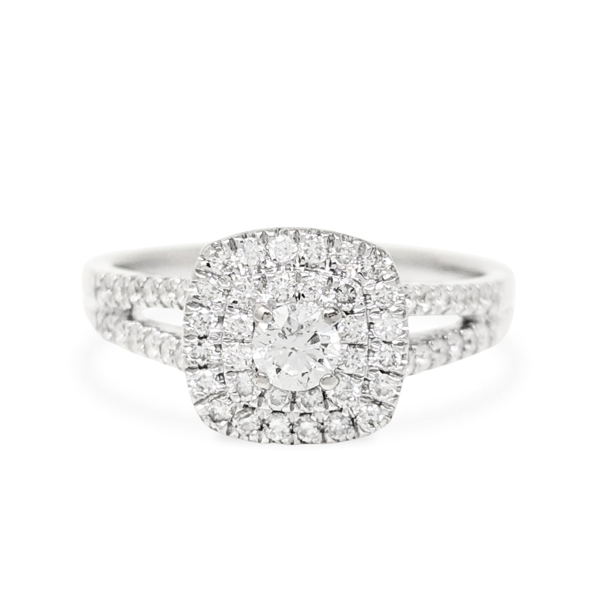13K White Gold 0.78tcw Halo Diamond Engagement Ring - Size 7