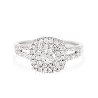 13K White Gold 0.78tcw Halo Diamond Engagement Ring - Size 7