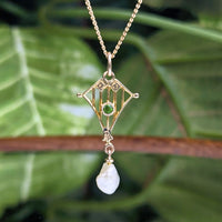 9K/14K Victorian Seed Pearl Pendant Necklace (15.5")
