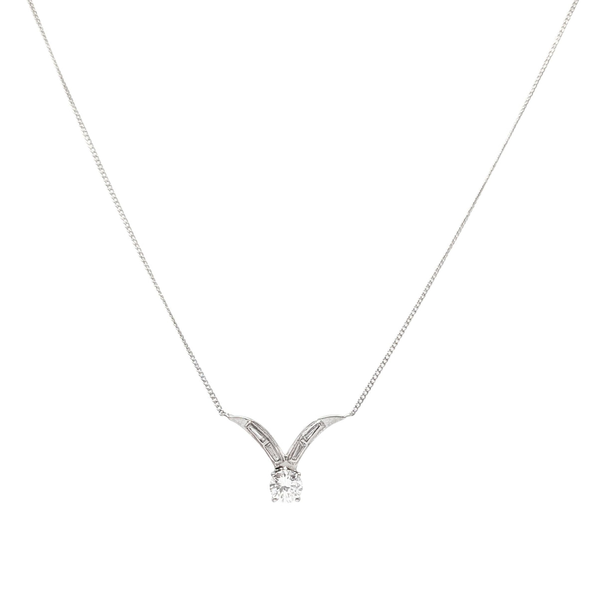 Antique 13K White Gold 1.25ct Diamond Necklace