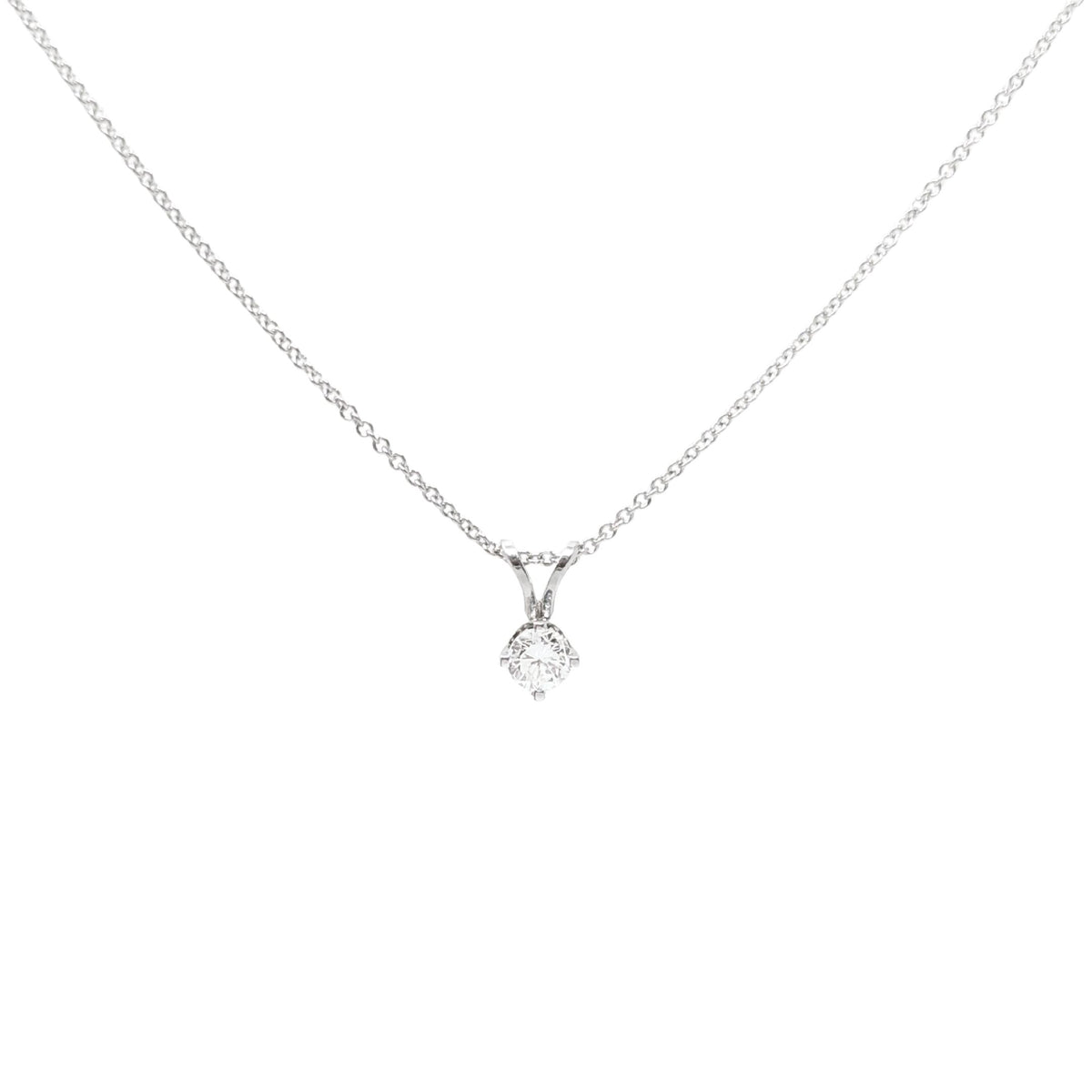 14K White Gold .20ct Diamond Solitaire 16" Necklace