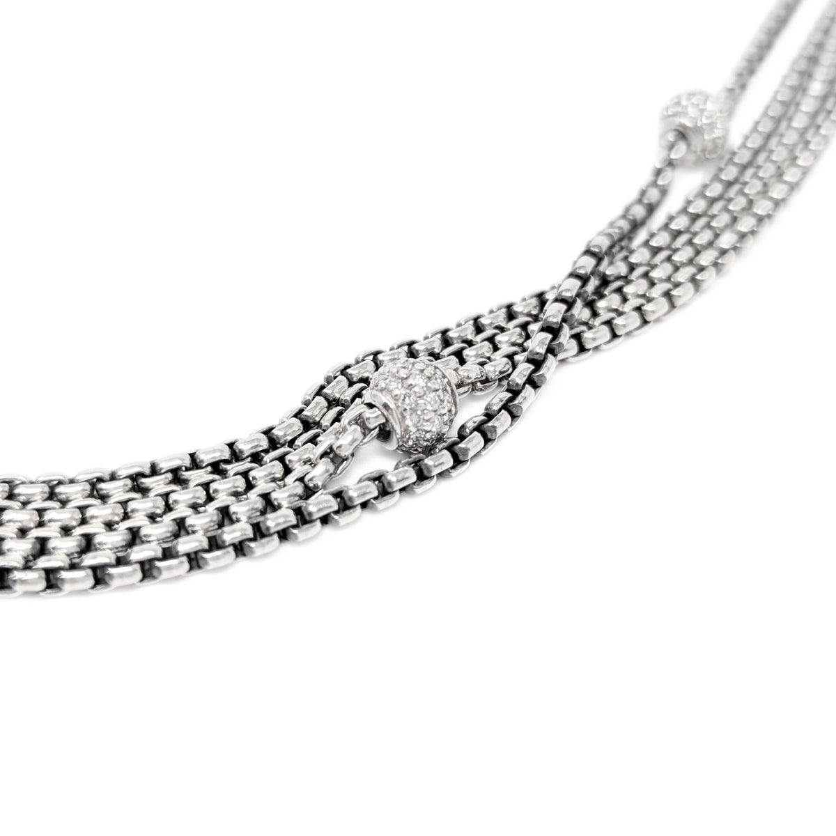 David Yurman 18K/.925 Pavé Diamond Ball 4-Strand 17” Necklace