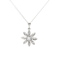 Vintage 13K/14K White Gold 15” Diamond Daisy Flower Necklace