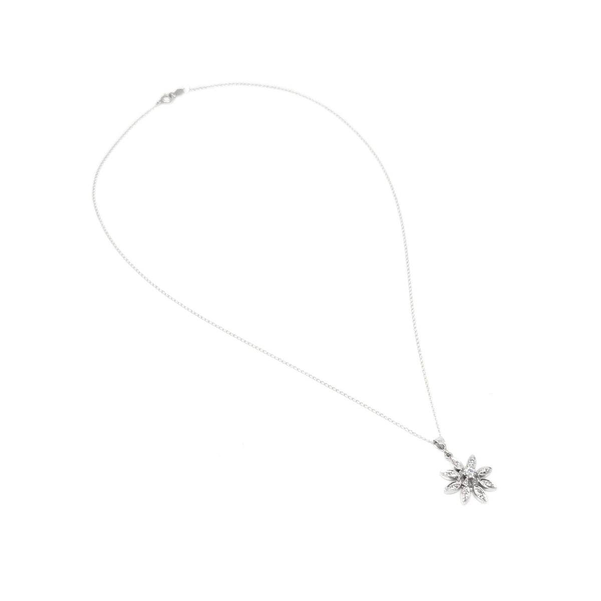 Vintage 13K/14K White Gold 15” Diamond Daisy Flower Necklace