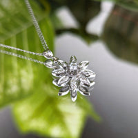 Vintage 13K/14K White Gold 15” Diamond Daisy Flower Necklace