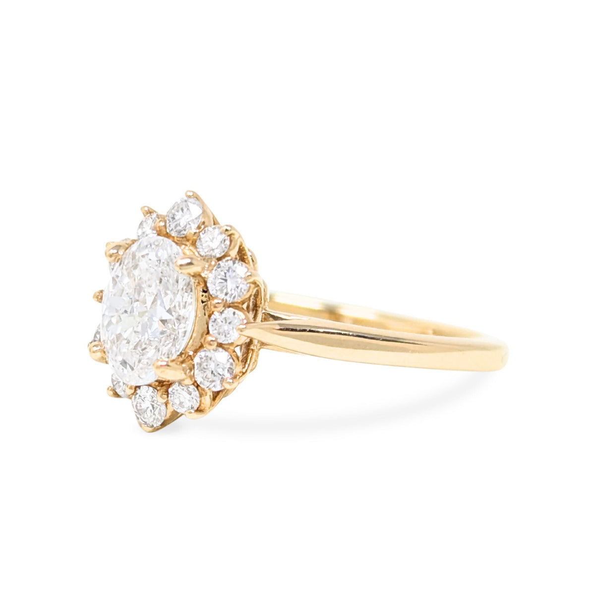 Olive Ave 13K Gold .73ct Lab Diamond "Ivy" Halo Engagement Ring - Sz 6.25