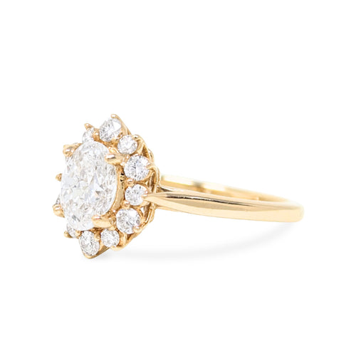 Olive Ave 13K Gold .73ct Lab Diamond "Ivy" Halo Engagement Ring - Sz 6.25