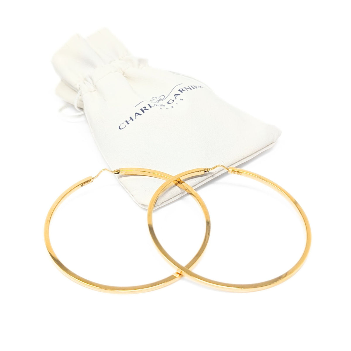 Charles Garnier 18K Gold 60mm Box Hoop Earrings