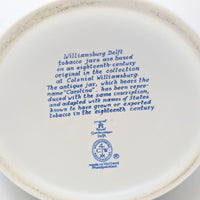 Royal Goedewaagen Delft 11” Colonial Williamsburg Virginia Tobacco Jar