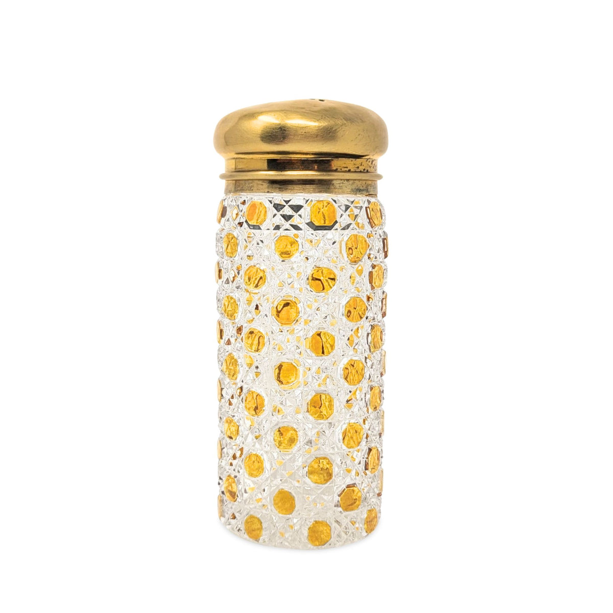 Bohemian Antique Amber Cut to Clear Muffineer/ Sugar Shaker