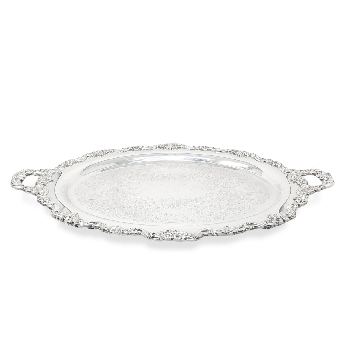 Poole #400 Lancaster Rose Silverplate 30" Serving Tray