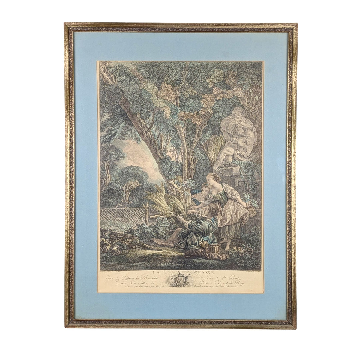 Jacques Fermin Beauvarlet "La Chasse" Copper Engraving After Francois Bouchet