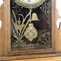 Ingraham 1880’s Oak 8-Day Gingerbread Kitchen Clock