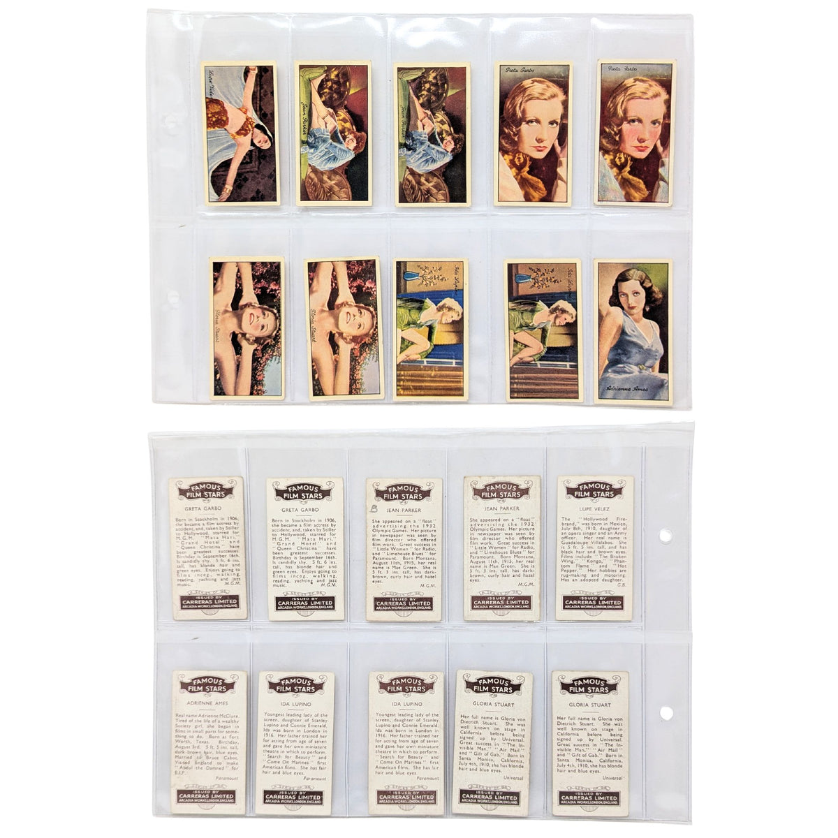 Carreras Limited 1935 Famous Film Stars Cigarette Tobacco Card Complete Set 96 +