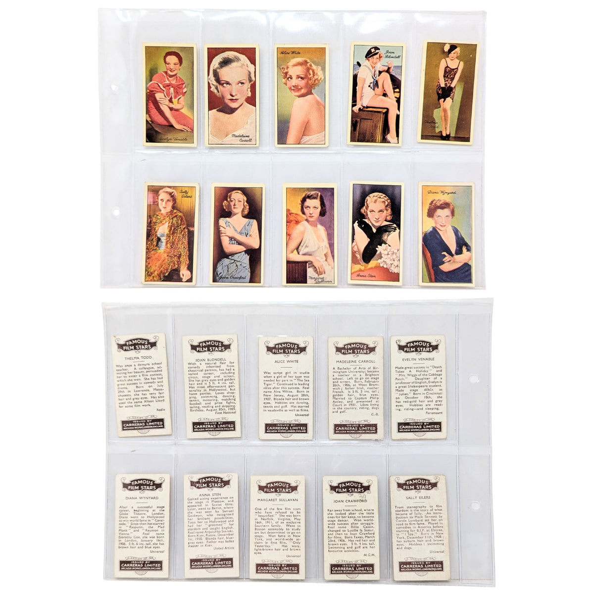 Carreras Limited 1935 Famous Film Stars Cigarette Tobacco Card Complete Set 96 +