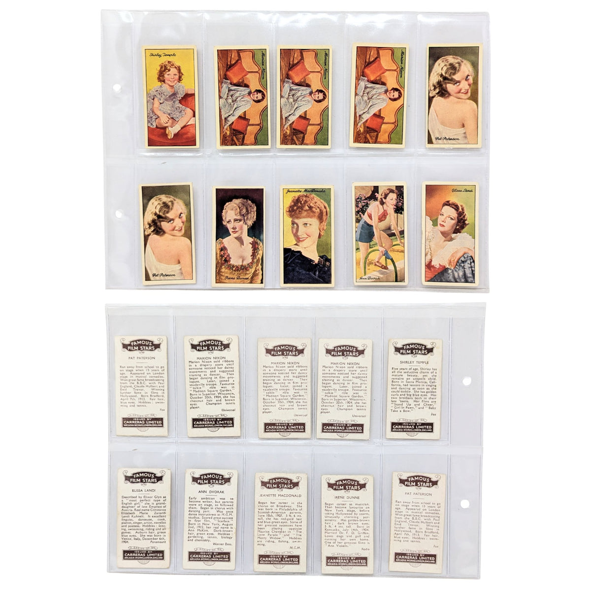 Carreras Limited 1935 Famous Film Stars Cigarette Tobacco Card Complete Set 96 +