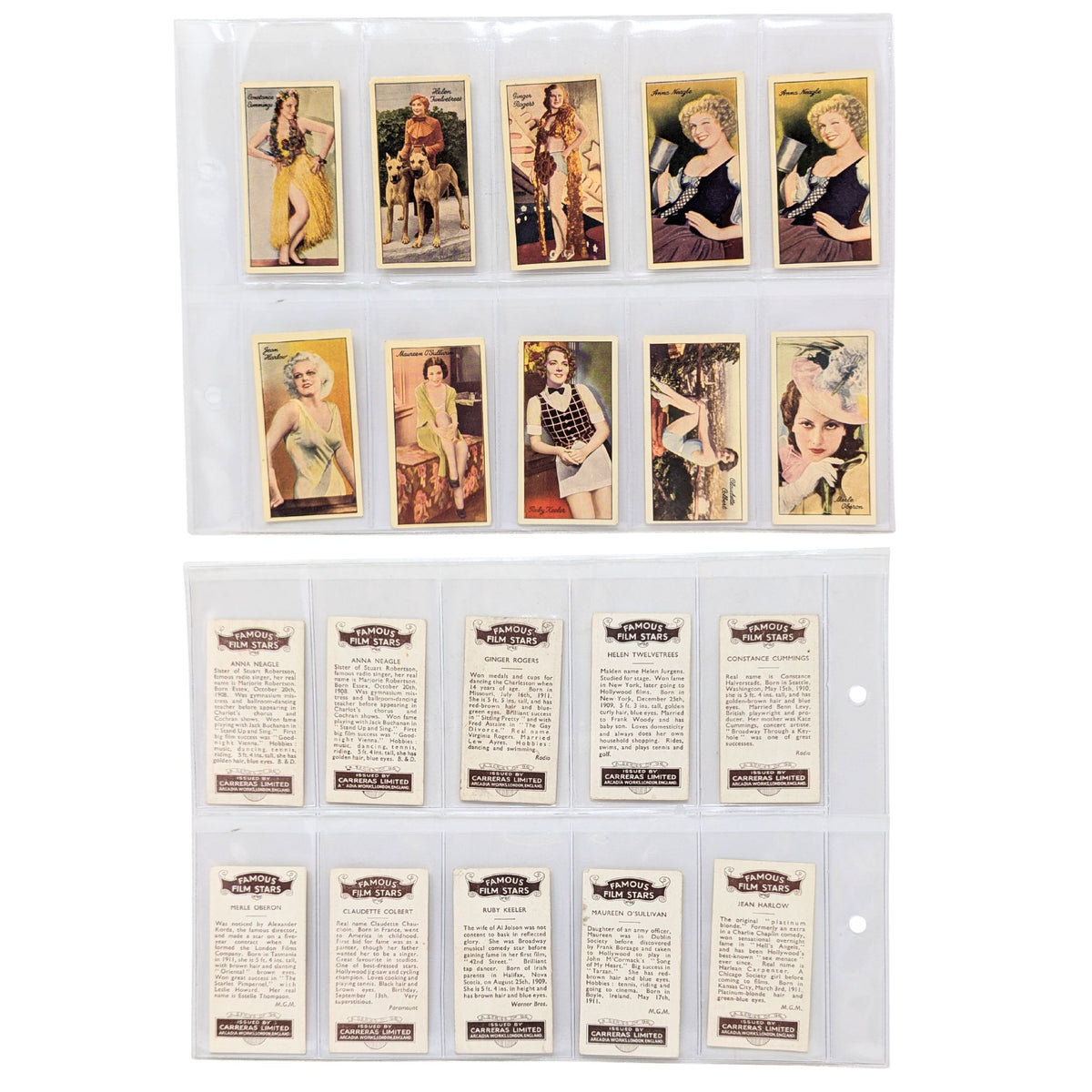 Carreras Limited 1935 Famous Film Stars Cigarette Tobacco Card Complete Set 96 +