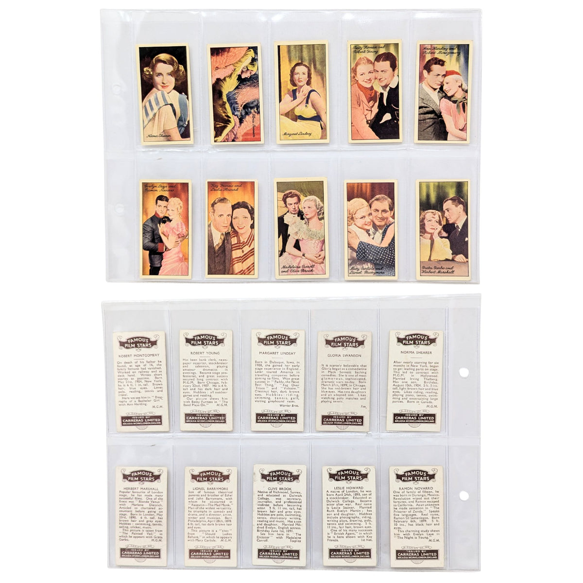 Carreras Limited 1935 Famous Film Stars Cigarette Tobacco Card Complete Set 96 +