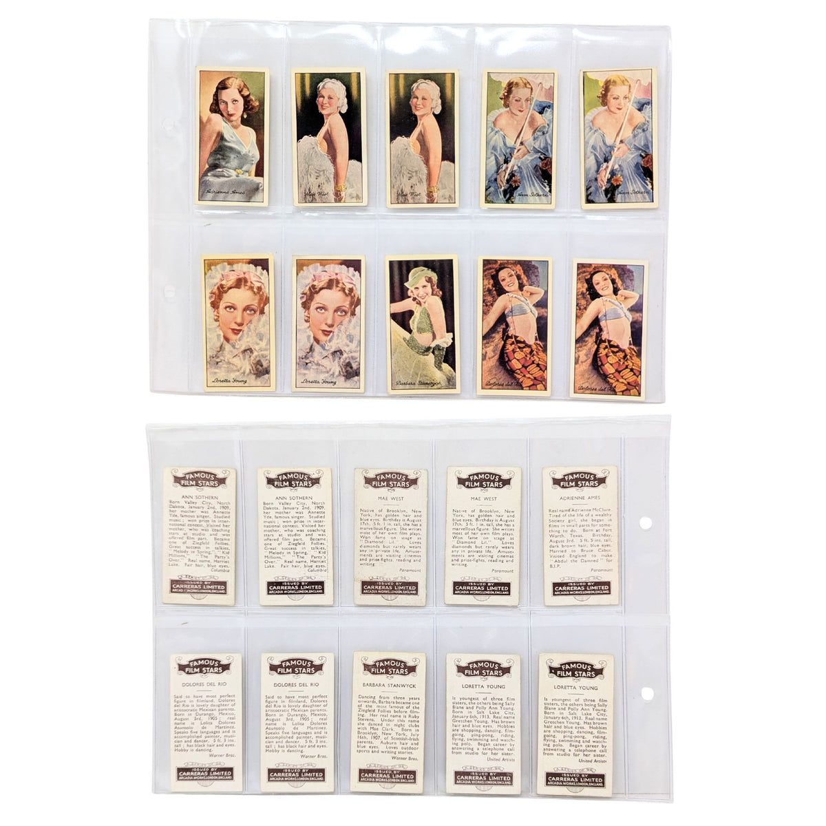 Carreras Limited 1935 Famous Film Stars Cigarette Tobacco Card Complete Set 96 +