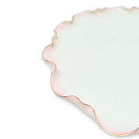 Ott & Brewer American Belleek 8" Plate With Pink Ruffled Edge