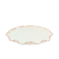 Ott & Brewer American Belleek 8" Plate With Pink Ruffled Edge