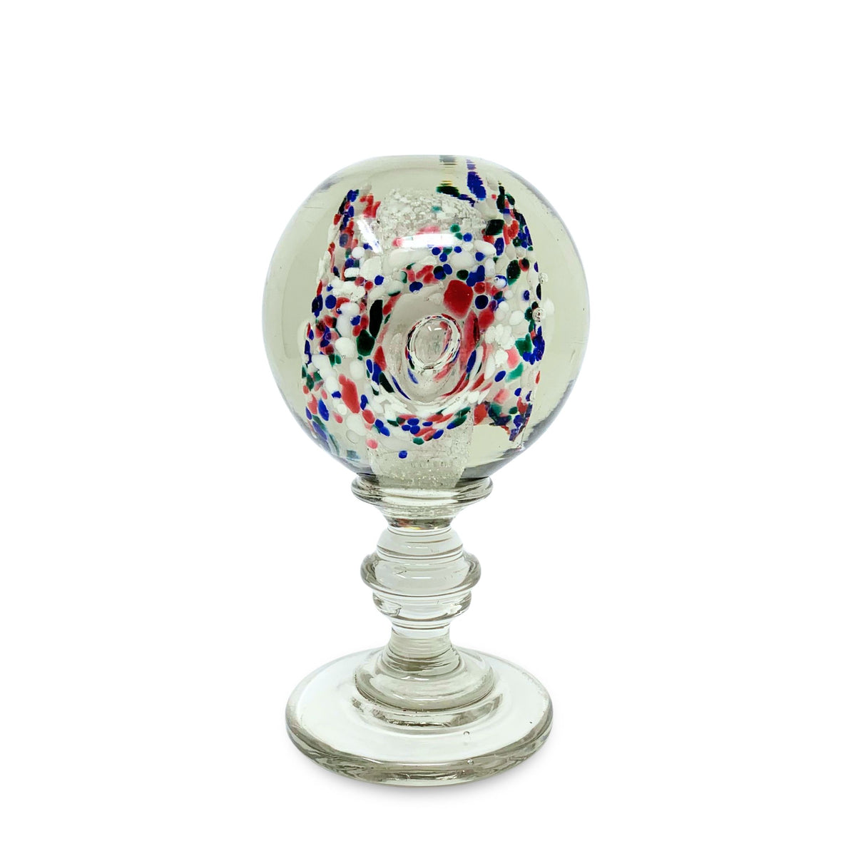 Early 20th C. Art Glass Footed Globe Paperweight